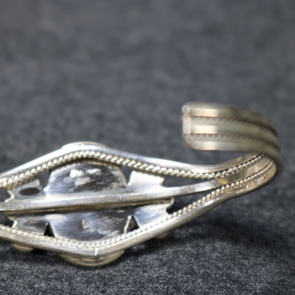 vintage handmade 925  sterling silver native turquoise Bracelet cuff - Picture 9 of 9